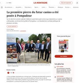 LA MONTAGNE : La première pierre du futur casino a été posée à Pompadour