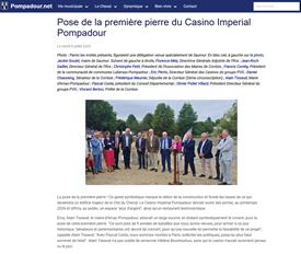 POMPADOUR : Pose de la première pierre du Casino Imperial Pompadour