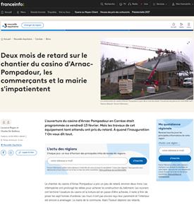 FRANCE INFO : Deux mois de retard sur le chantier du casino d'Arnac-Pompadour, les commerçants et la mairie s'impatientent