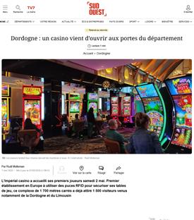 SUD OUEST : Dordogne : un casino vient d'ouvrir aux portes du département